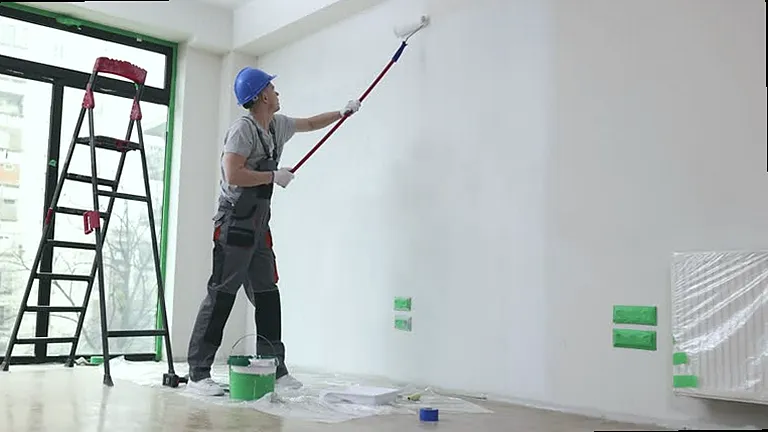Pintor revisando una pared antes de pintar en Ibi